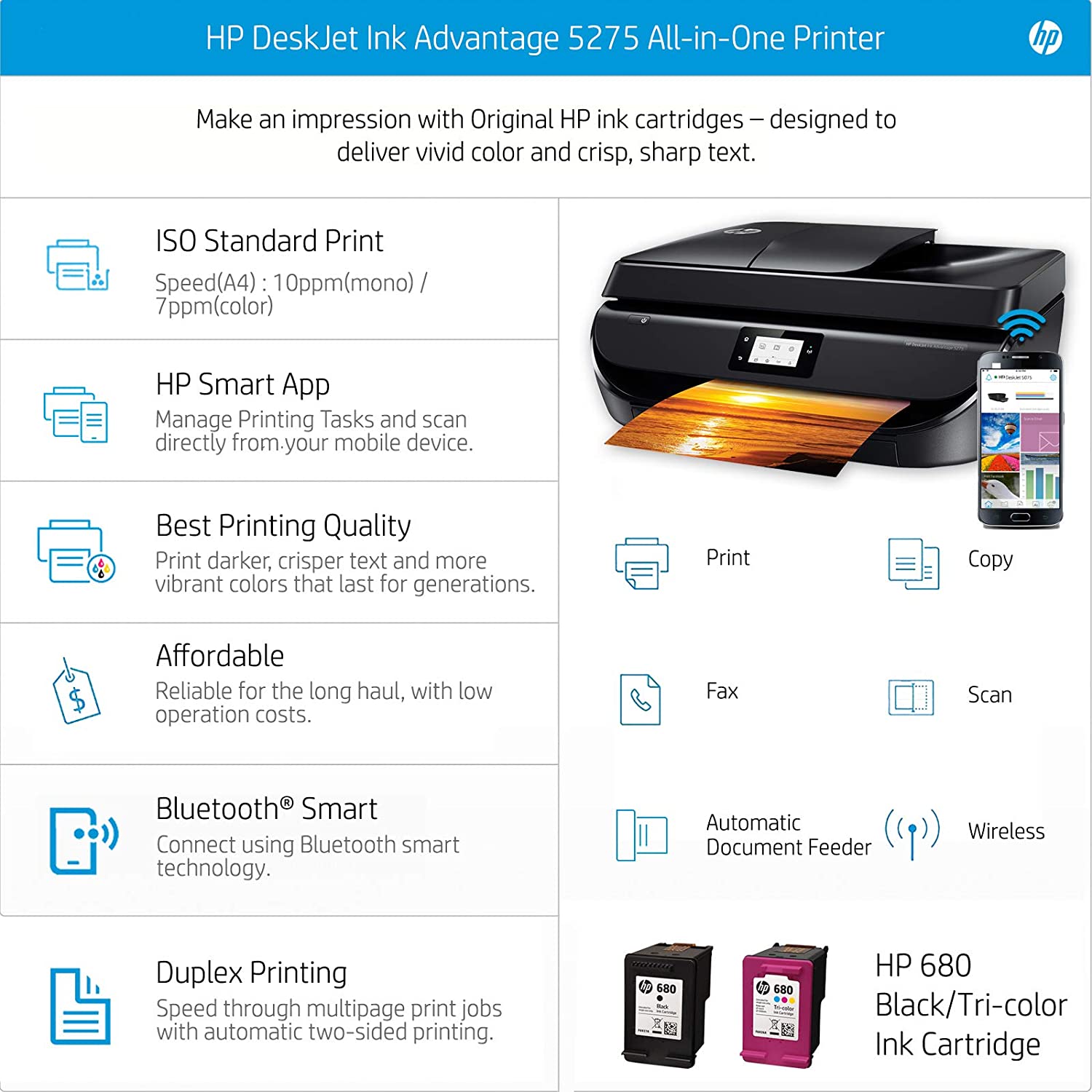 Unboxed HP DeskJet 5275 All-In-One Ink Advantage WiFi Printer (FAX/ADF